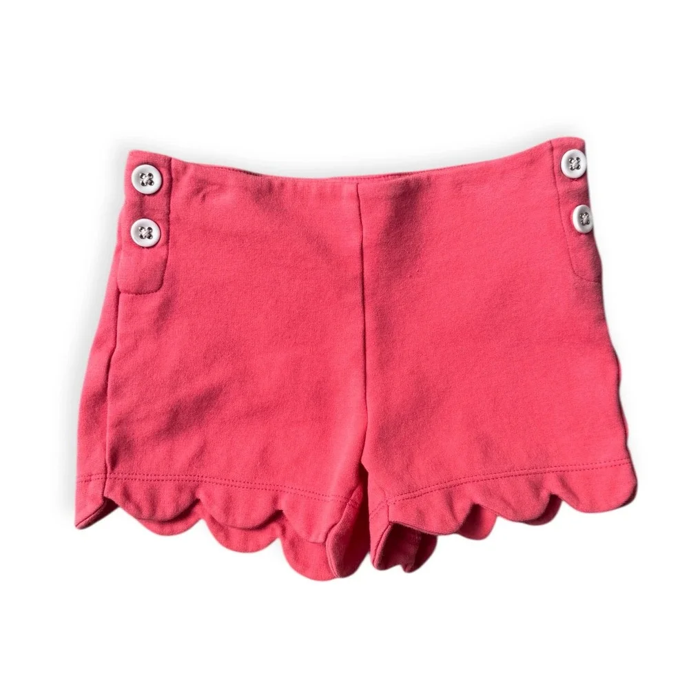 Janie and Jack Girls Size 3 Floral‎ Navy Pants and Coral Scalloped Shorts Bundle